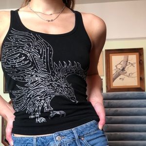 Vintage Harley Davidson Bedazzled Eagle Black Tank Top